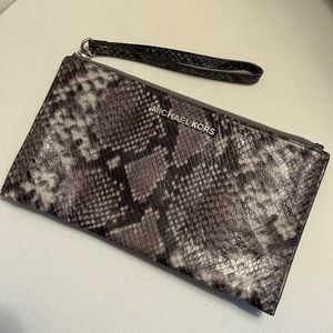 michael kors: snakeskin wristlet NWOT